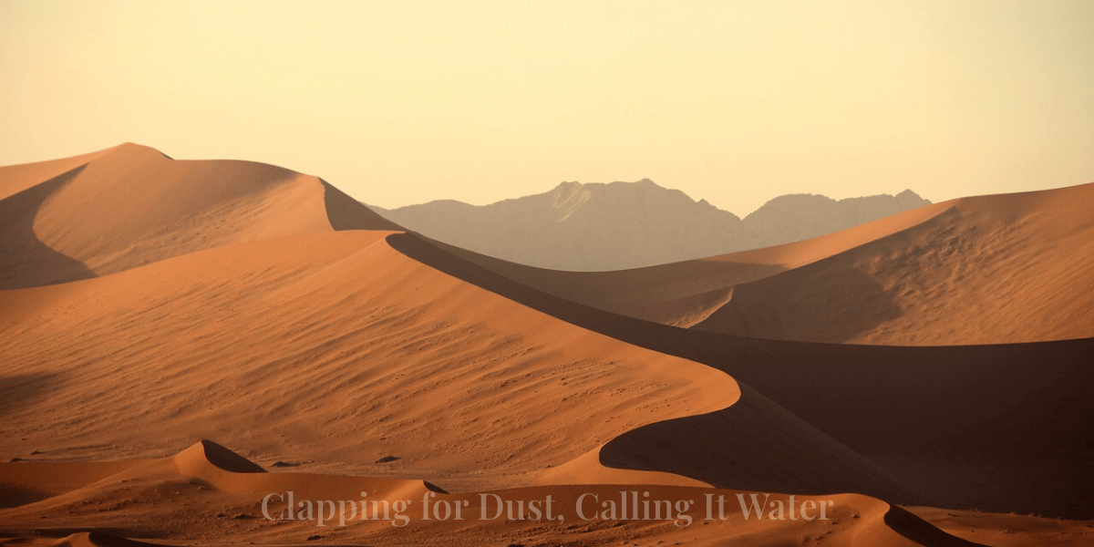 A barren desert where mirages promise water but deliver dust—just as noxious profundity and toxic praise promise depth but corrode truth.