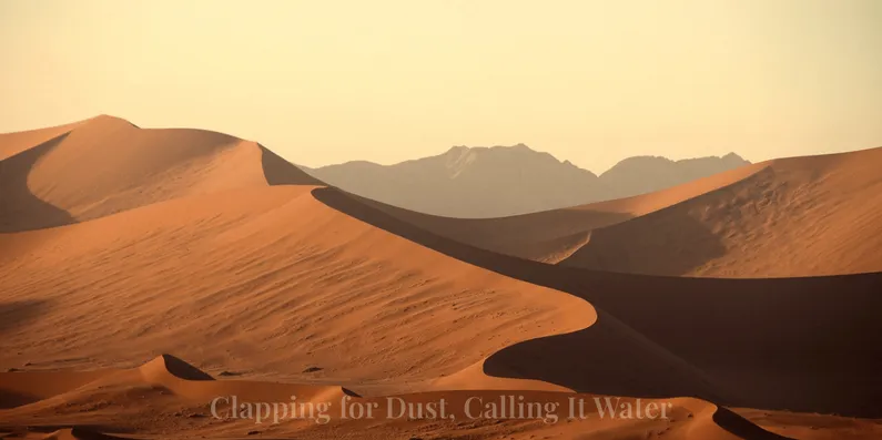A barren desert where mirages promise water but deliver dust—just as noxious profundity and toxic praise promise depth but corrode truth.